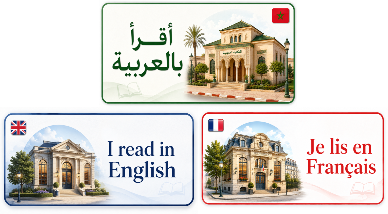 Bibliothèques en arabe, anglais et français